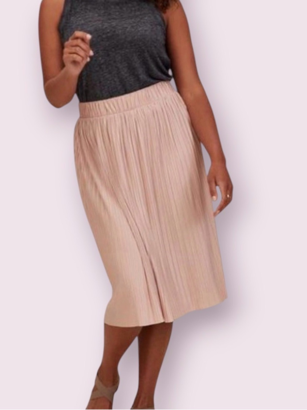 Torrid Midi Pleated Skirt Dusty Rose Blush Pink Size 2X 18/20